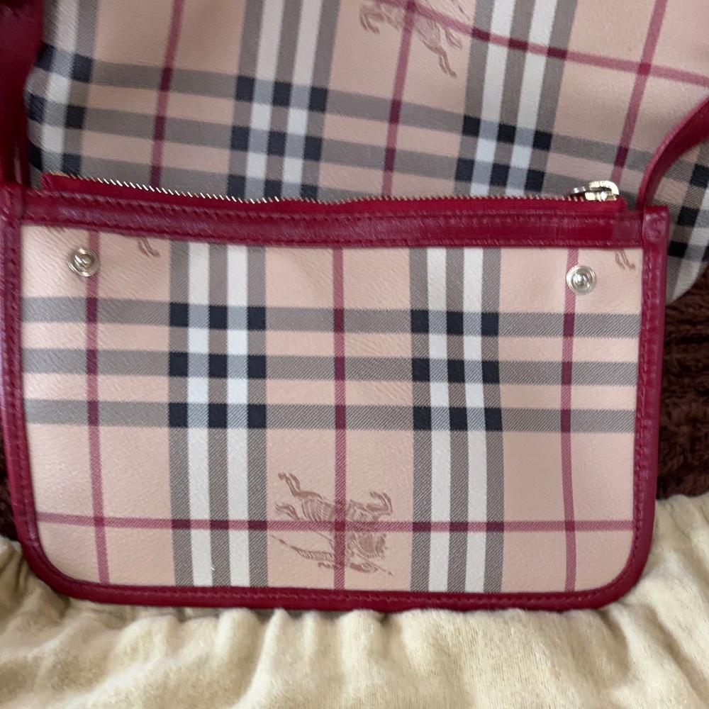 Burberry Red and Cream Plaid Shoulder Bag - Picture 5 of 13